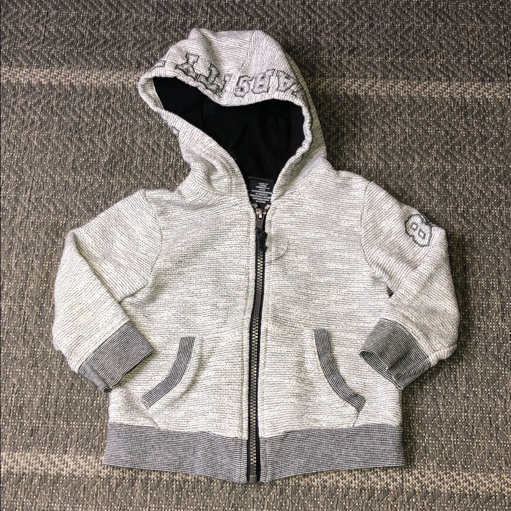 F&F Light Gray Hooded Zip Sweatshirt with Dark Gray Trim